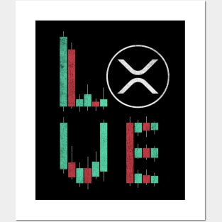 Vintage LOVE Stock Chart Ripple XRP Coin Valentine Crypto Token Cryptocurrency Blockchain Wallet Birthday Gift For Men Women Kids Posters and Art